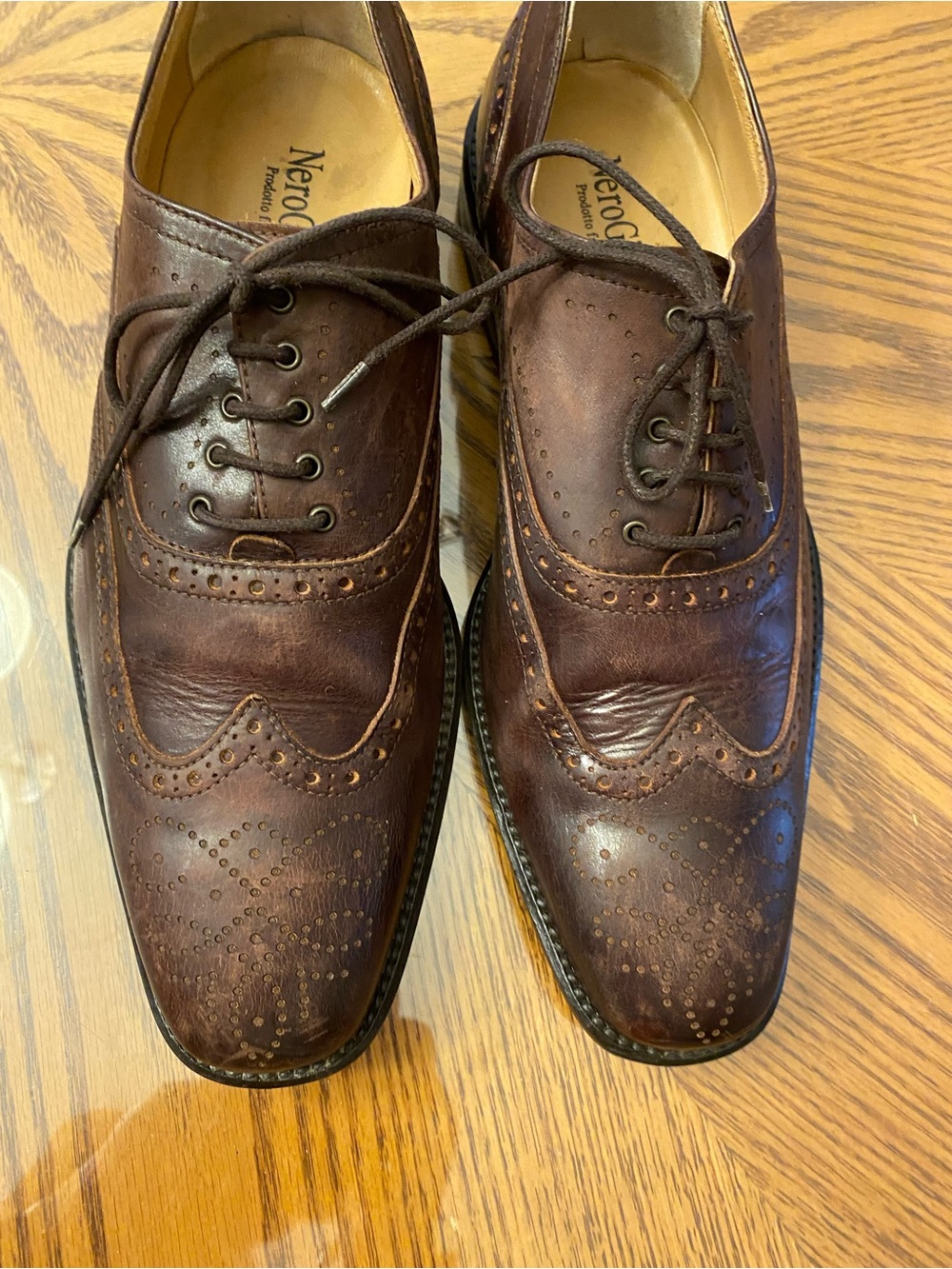 Nero Giardini Men’s Dark Brown Brogue Oxford Lace-Up Shoes